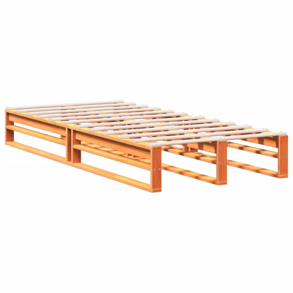 Bed met boekenkast zonder matras grenenhout wasbruin 100x200 cm