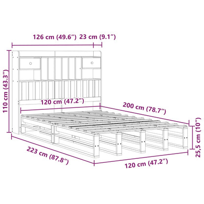Bed Met Boekenkast Zonder Matras Grenenhout 120 x 200 cm
