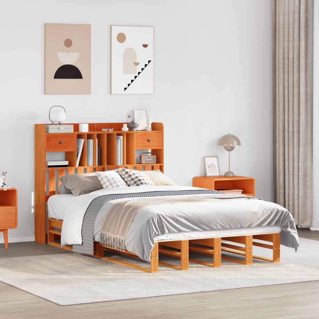 Bed Met Boekenkast Zonder Matras Grenenhout 120 x 200 cm