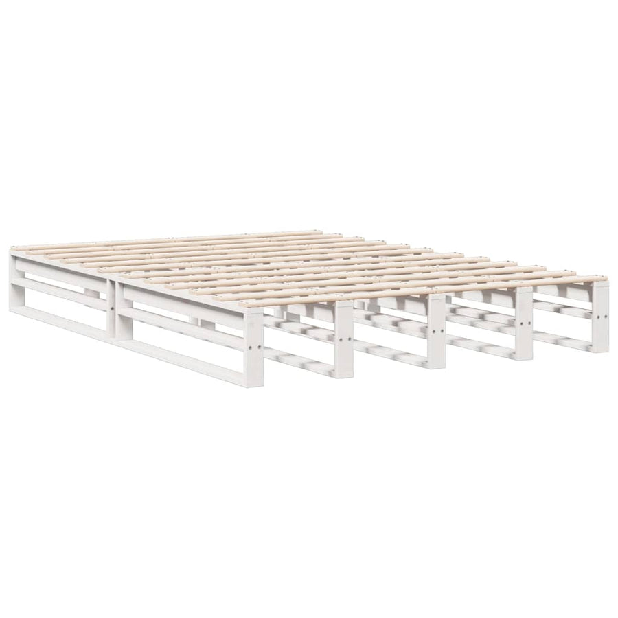 Bed met boekenkast zonder matras grenenhout wit 140x200 cm