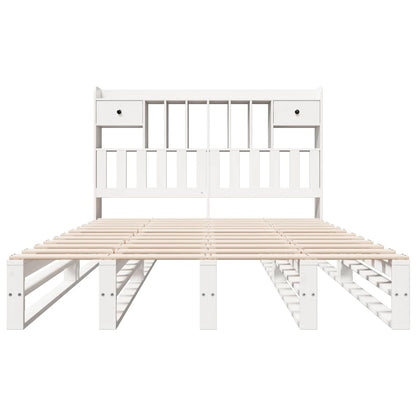 Bed met boekenkast zonder matras grenenhout wit 150x200 cm