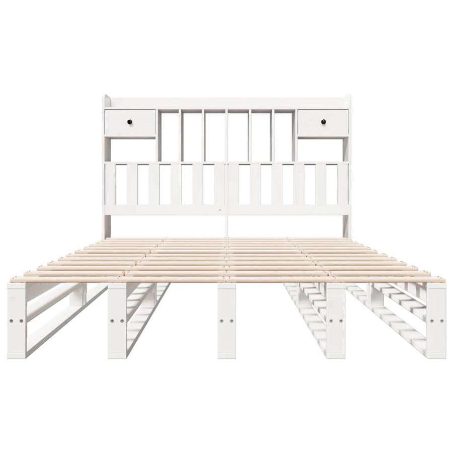 Bed met boekenkast zonder matras grenenhout wit 150x200 cm