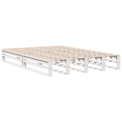 Bed met boekenkast zonder matras grenenhout wit 150x200 cm