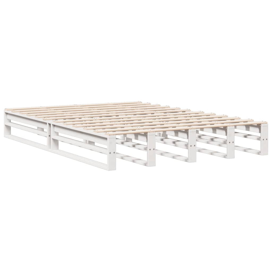 Bed met boekenkast zonder matras grenenhout wit 150x200 cm
