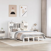Bed 150x200 cm grenenhout wit met boekenkast