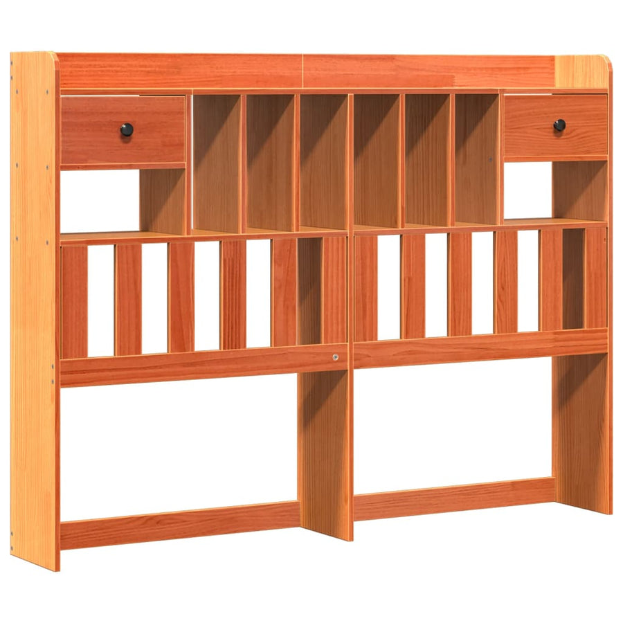 Bed met boekenkast zonder matras grenenhout wasbruin 150x200 cm
