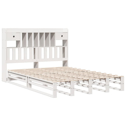 Bed met boekenkast zonder matras grenenhout wit 160x200 cm