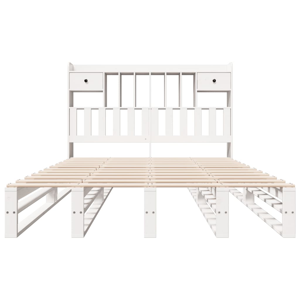 Bed met boekenkast zonder matras grenenhout wit 160x200 cm