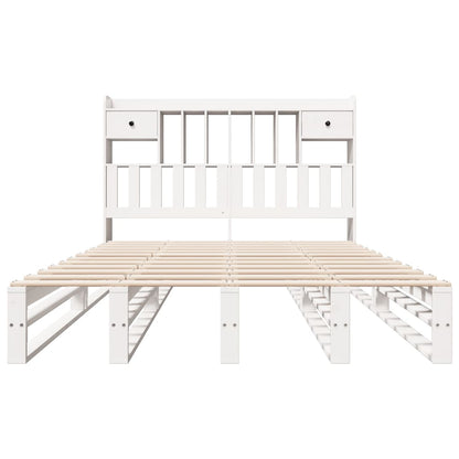 Bed met boekenkast zonder matras grenenhout wit 160x200 cm