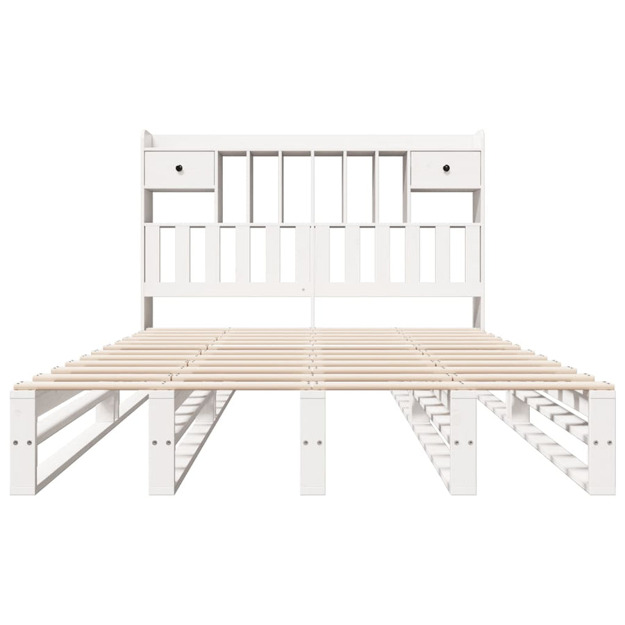 Bed met boekenkast zonder matras grenenhout wit 160x200 cm