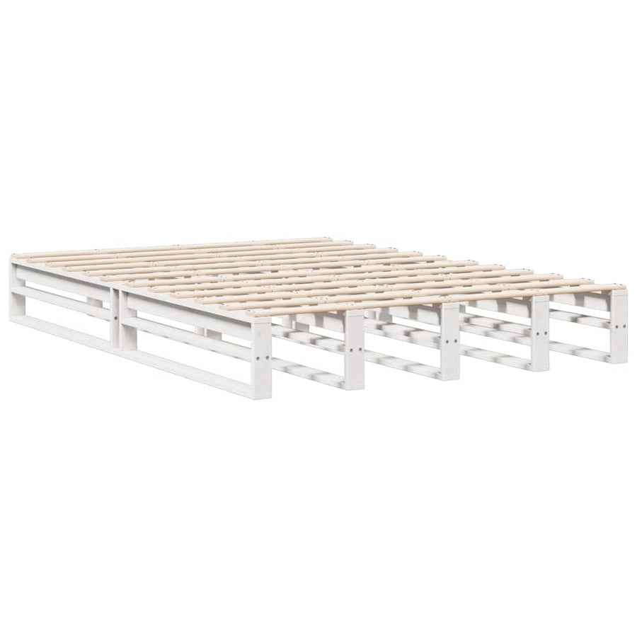 Bed met boekenkast zonder matras grenenhout wit 160x200 cm