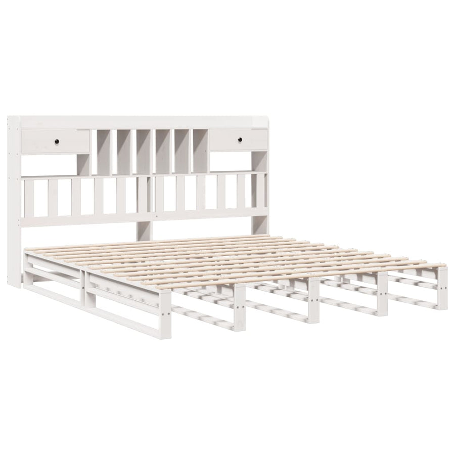 Bed met boekenkast zonder matras grenenhout wit 180x200 cm