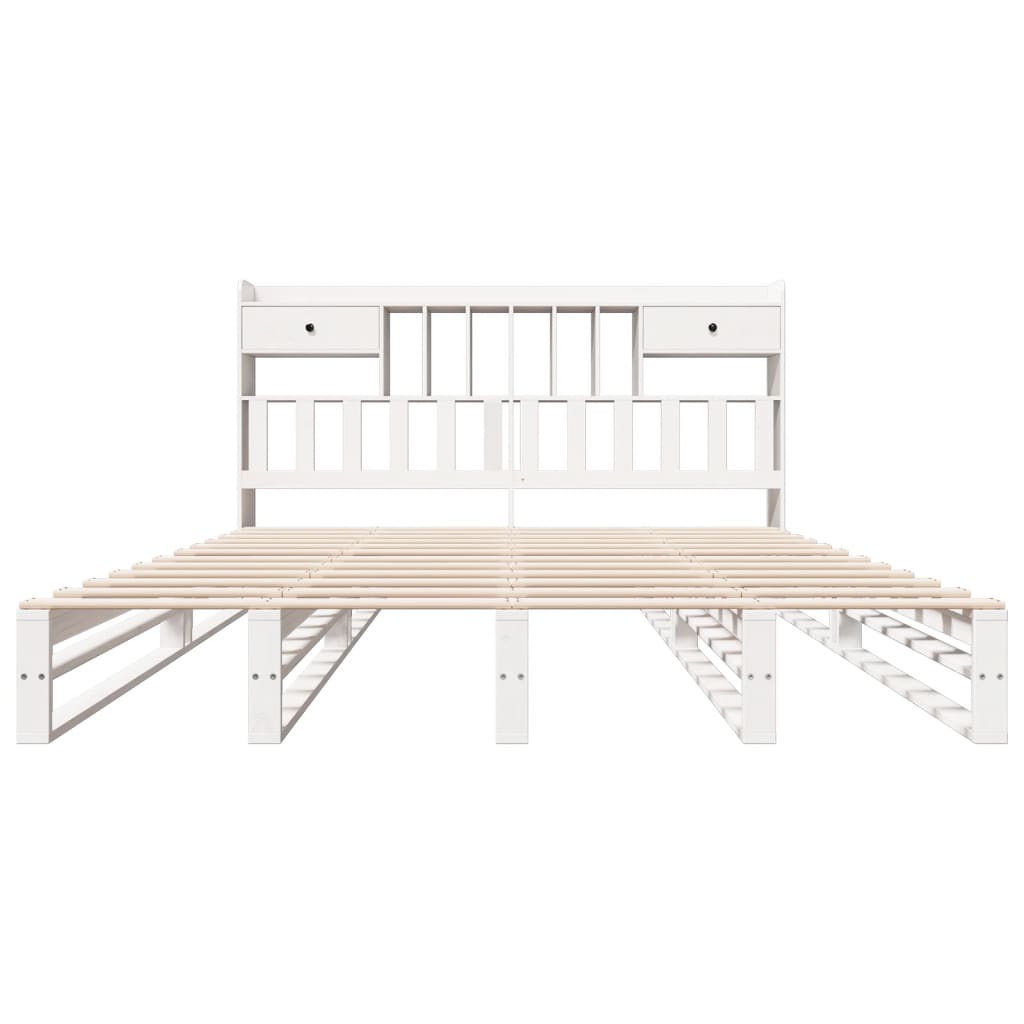 Bed met boekenkast zonder matras grenenhout wit 180x200 cm
