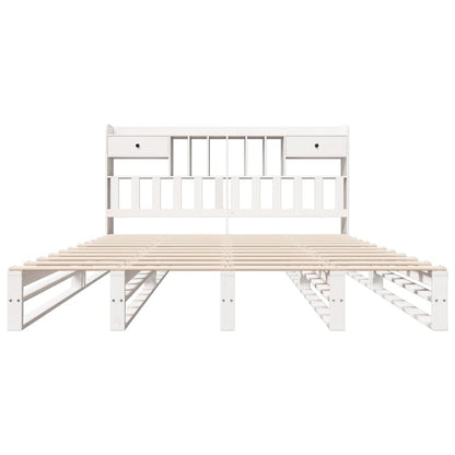 Bed met boekenkast zonder matras grenenhout wit 180x200 cm
