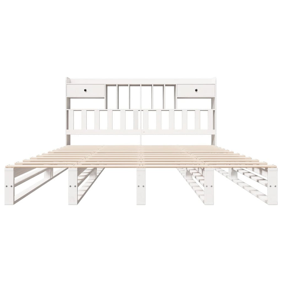 Bed met boekenkast zonder matras grenenhout wit 180x200 cm
