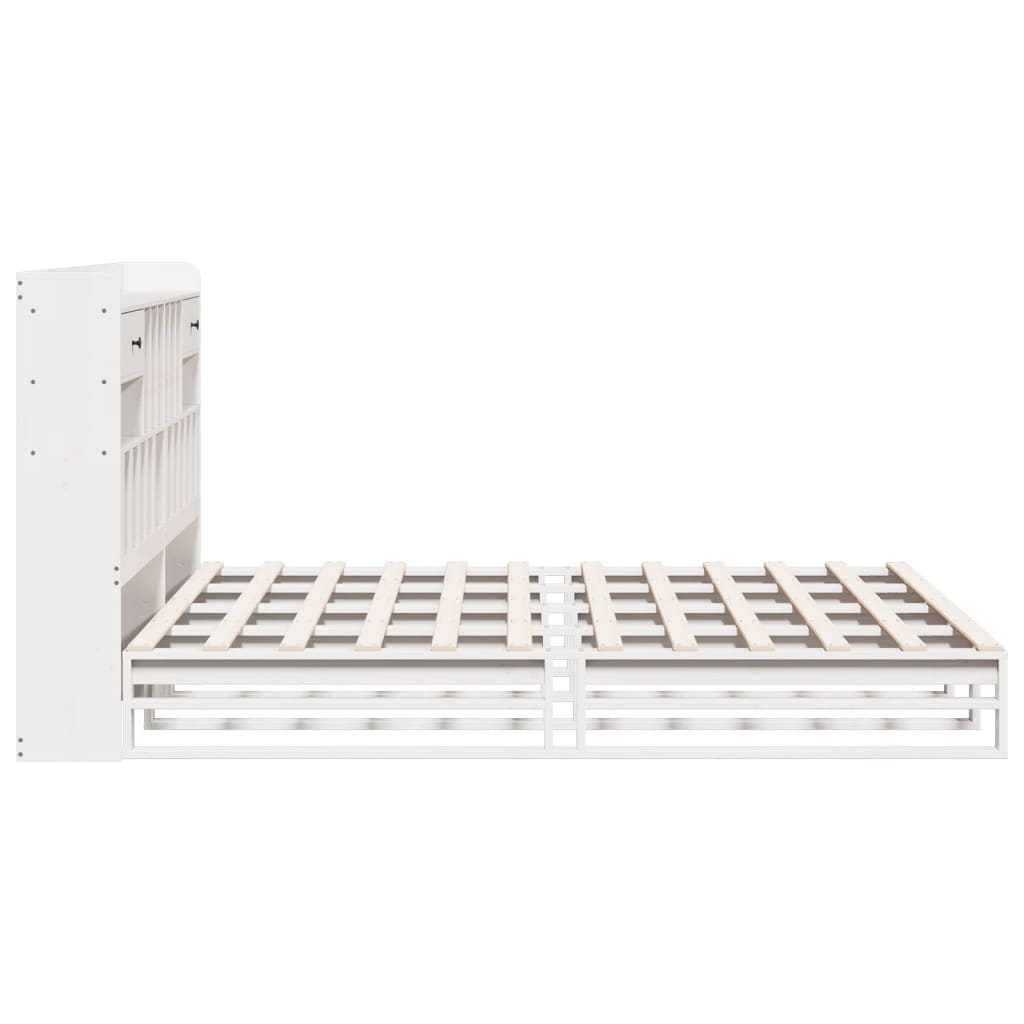 Bed met boekenkast zonder matras grenenhout wit 180x200 cm