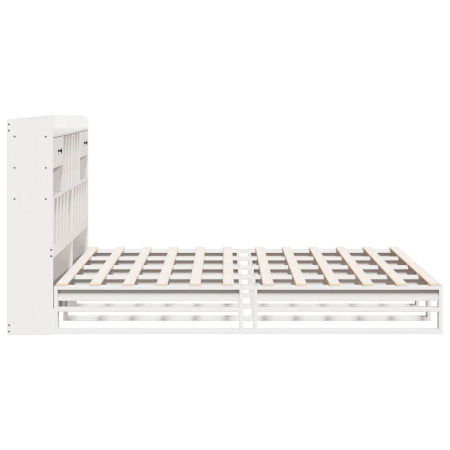 Bed met boekenkast zonder matras grenenhout wit 180x200 cm