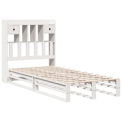 Bed met boekenkast zonder matras grenenhout wit 75x190 cm