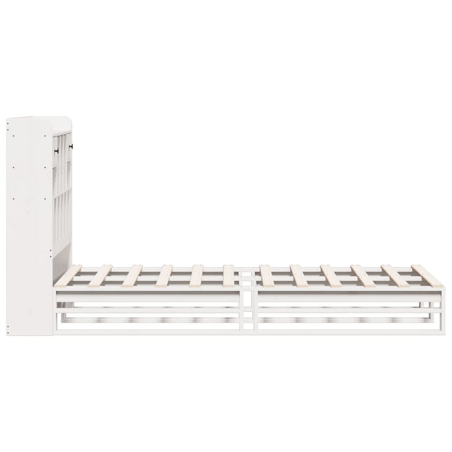 Bed met boekenkast zonder matras grenenhout wit 75x190 cm