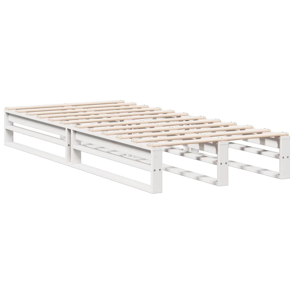 Bed met boekenkast zonder matras grenenhout wit 75x190 cm