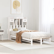 Bed met boekenkast grenenhout wit 75x190 cm