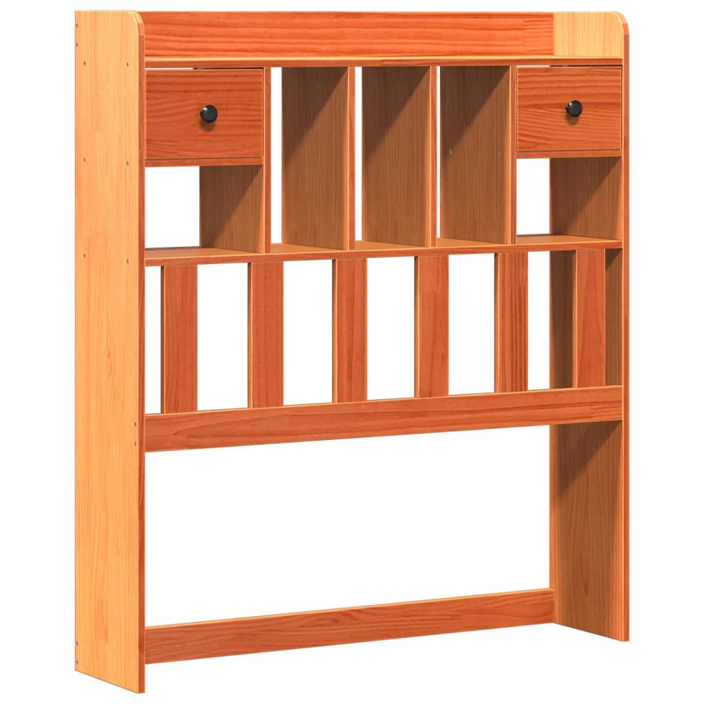 Bed met boekenkast zonder matras grenenhout wasbruin 75x190 cm