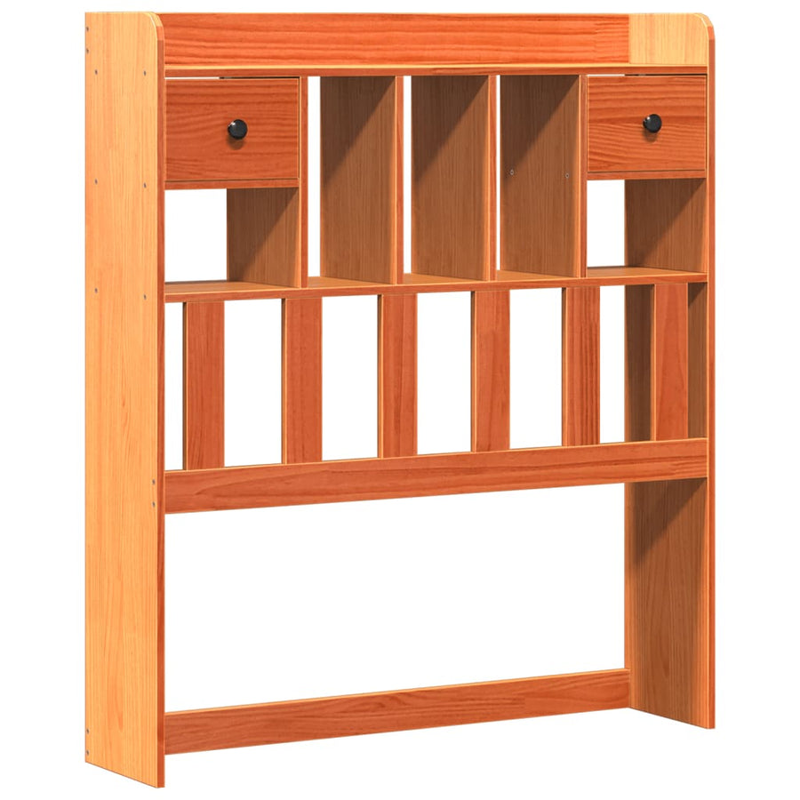 Bed met boekenkast zonder matras grenenhout wasbruin 75x190 cm