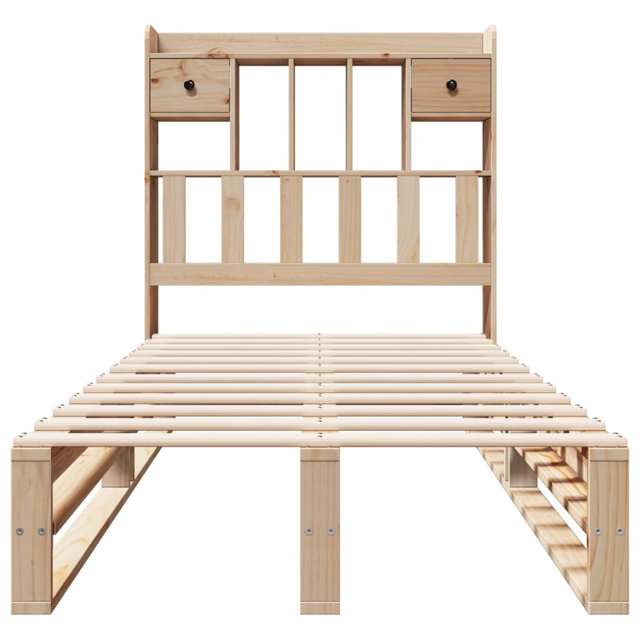 Bed met boekenkast zonder matras massief grenenhout 90x190 cm
