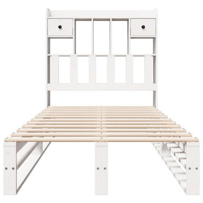 Bed met boekenkast zonder matras grenenhout wit 90x190 cm