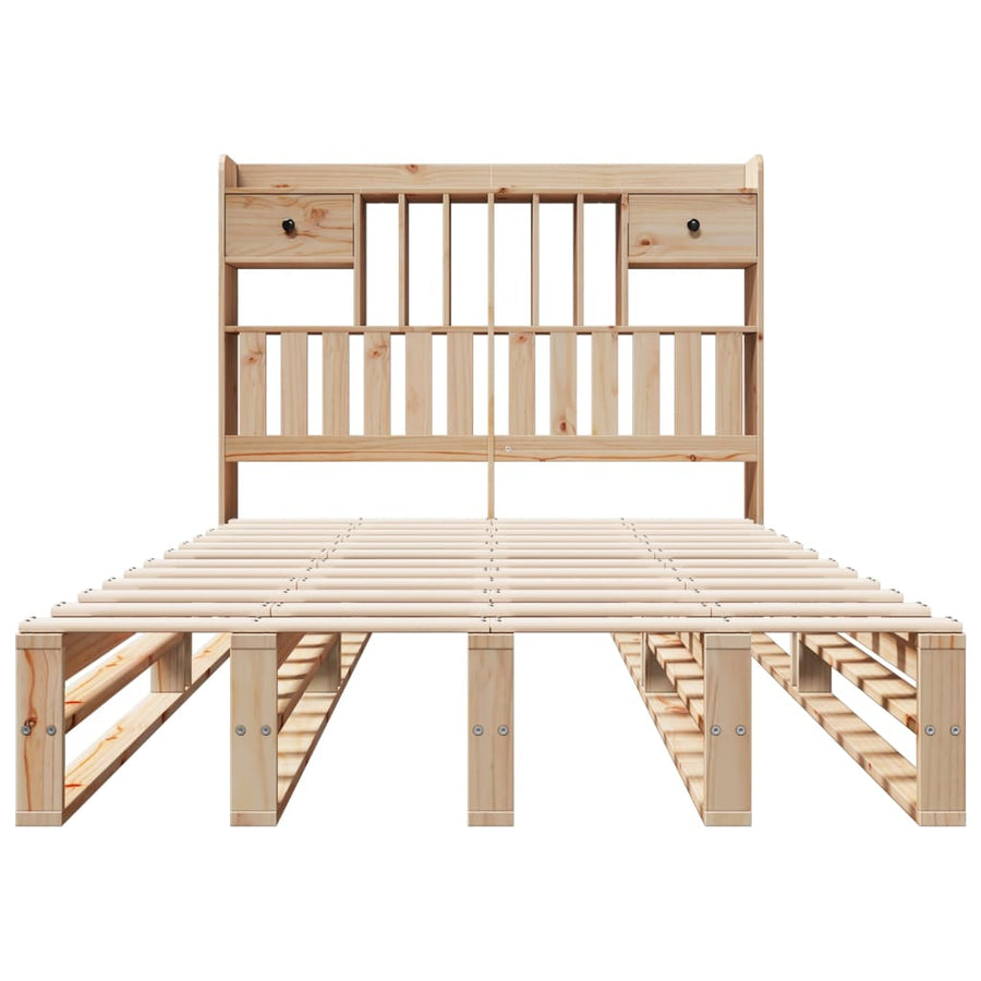 Bed met boekenkast zonder matras massief grenenhout 135x190 cm