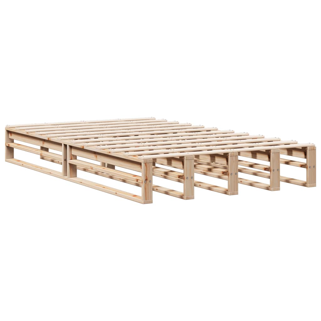 Bed met boekenkast zonder matras massief grenenhout 135x190 cm
