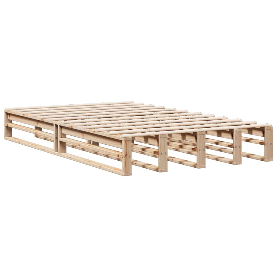 Bed met boekenkast zonder matras massief grenenhout 135x190 cm