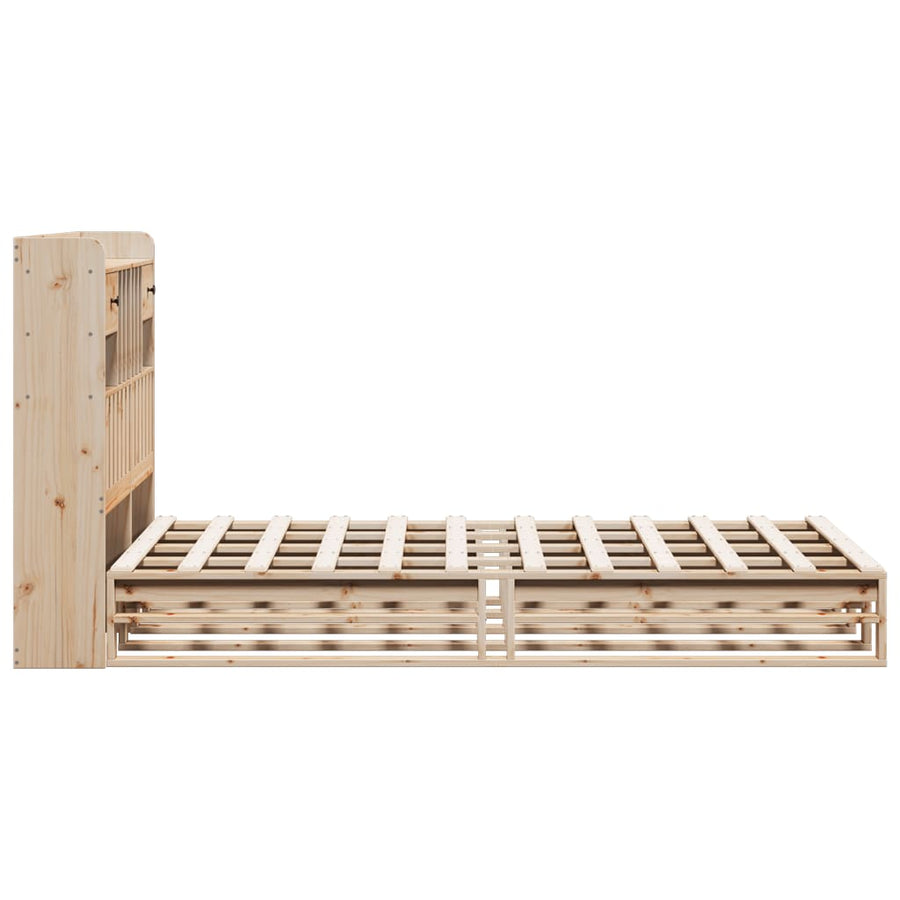 Bed met boekenkast zonder matras massief grenenhout 135x190 cm