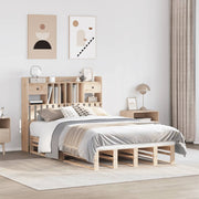 Bed massief grenenhout 135x190 cm met boekenkast