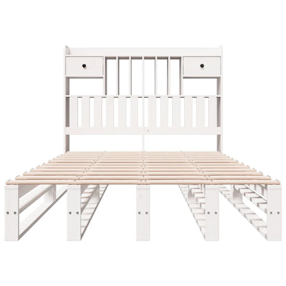 Bed met boekenkast zonder matras grenenhout wit 135x190 cm