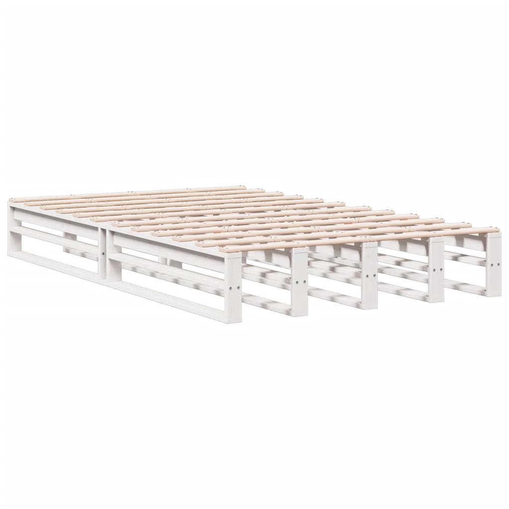 Bed met boekenkast zonder matras grenenhout wit 135x190 cm