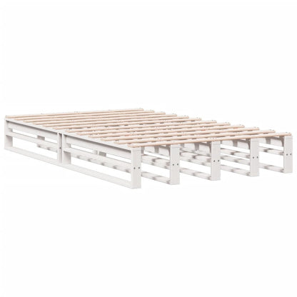 Bed met boekenkast zonder matras grenenhout wit 135x190 cm
