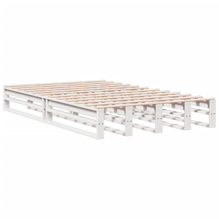 Bed met boekenkast zonder matras grenenhout wit 135x190 cm