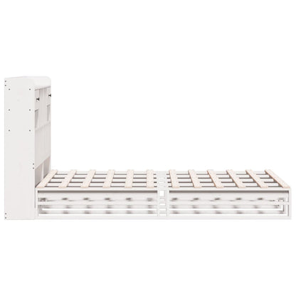 Bed met boekenkast zonder matras grenenhout wit 135x190 cm