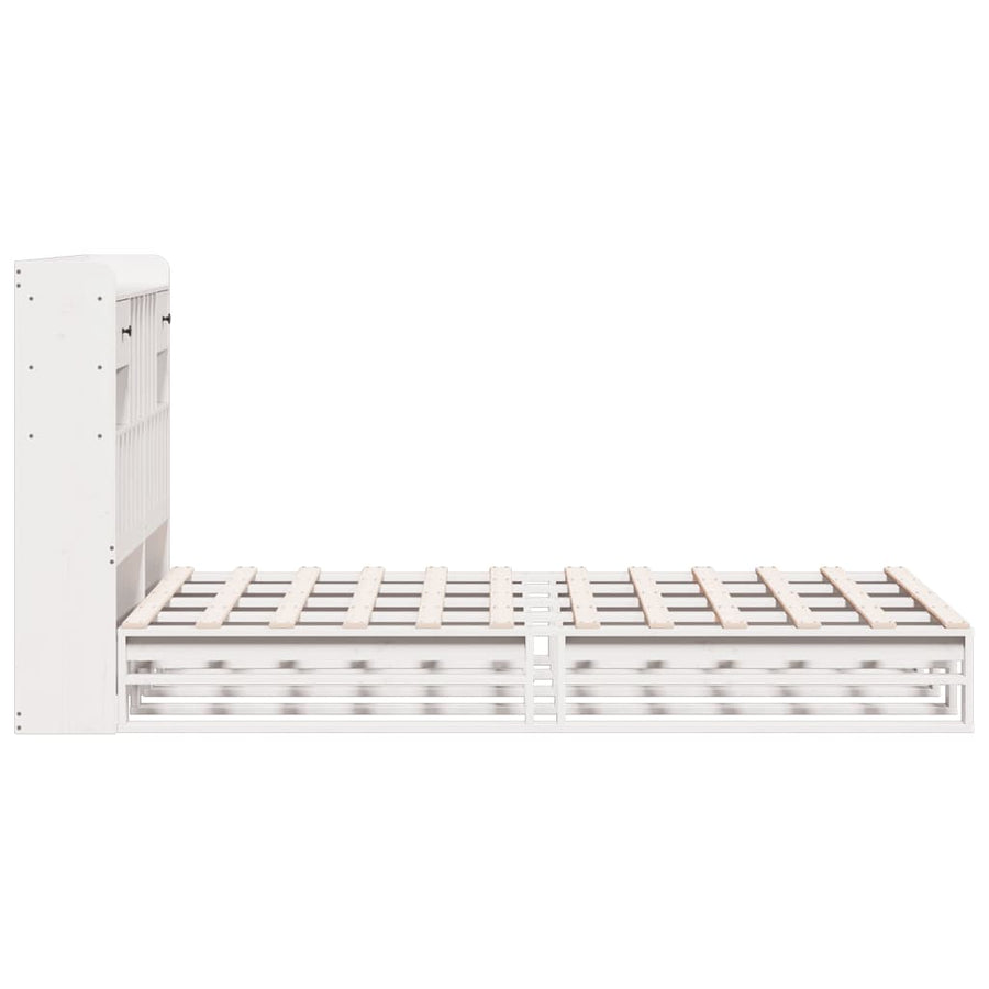 Bed met boekenkast zonder matras grenenhout wit 135x190 cm
