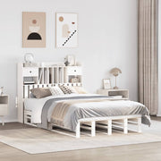 Bed met boekenkast grenenhout wit 135x190 cm