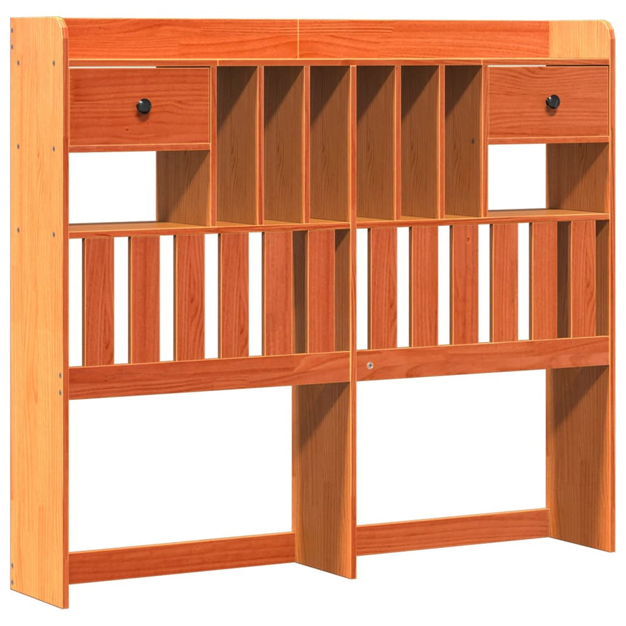 Bed met boekenkast zonder matras grenenhout wasbruin 135x190 cm