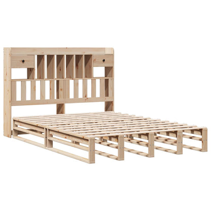 Bed met boekenkast zonder matras massief grenenhout 140x190 cm