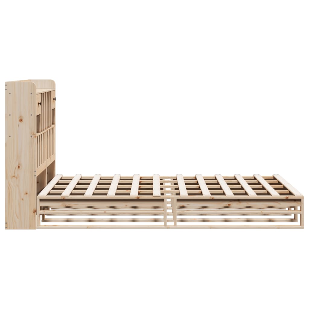 Bed met boekenkast zonder matras massief grenenhout 140x190 cm