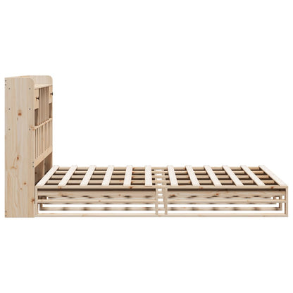 Bed met boekenkast zonder matras massief grenenhout 140x190 cm