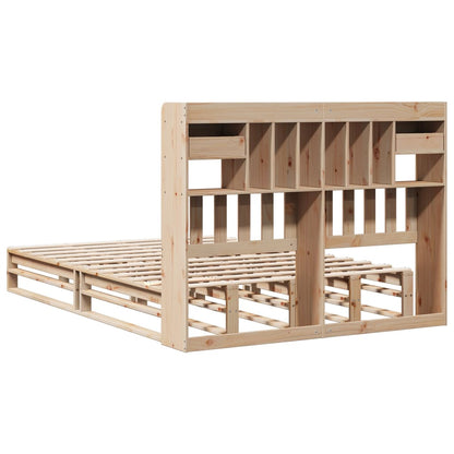 Bed met boekenkast zonder matras massief grenenhout 140x190 cm