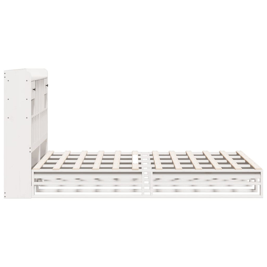 Bed met boekenkast zonder matras grenenhout wit 140x190 cm