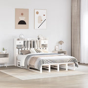 Bed 140x190 cm grenenhout wit met boekenkast