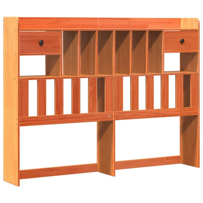 Bed met boekenkast zonder matras grenenhout wasbruin 140x190 cm