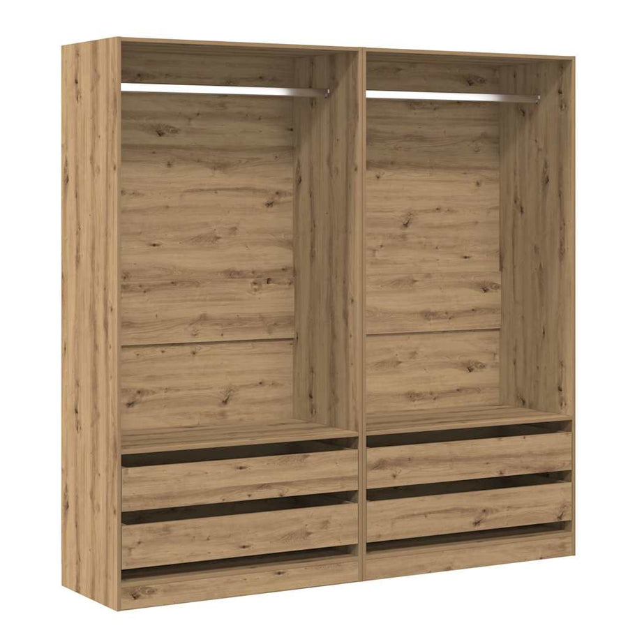 Kledingkast 100x50x200 cm bewerkt hout artisanaal eikenkleurig